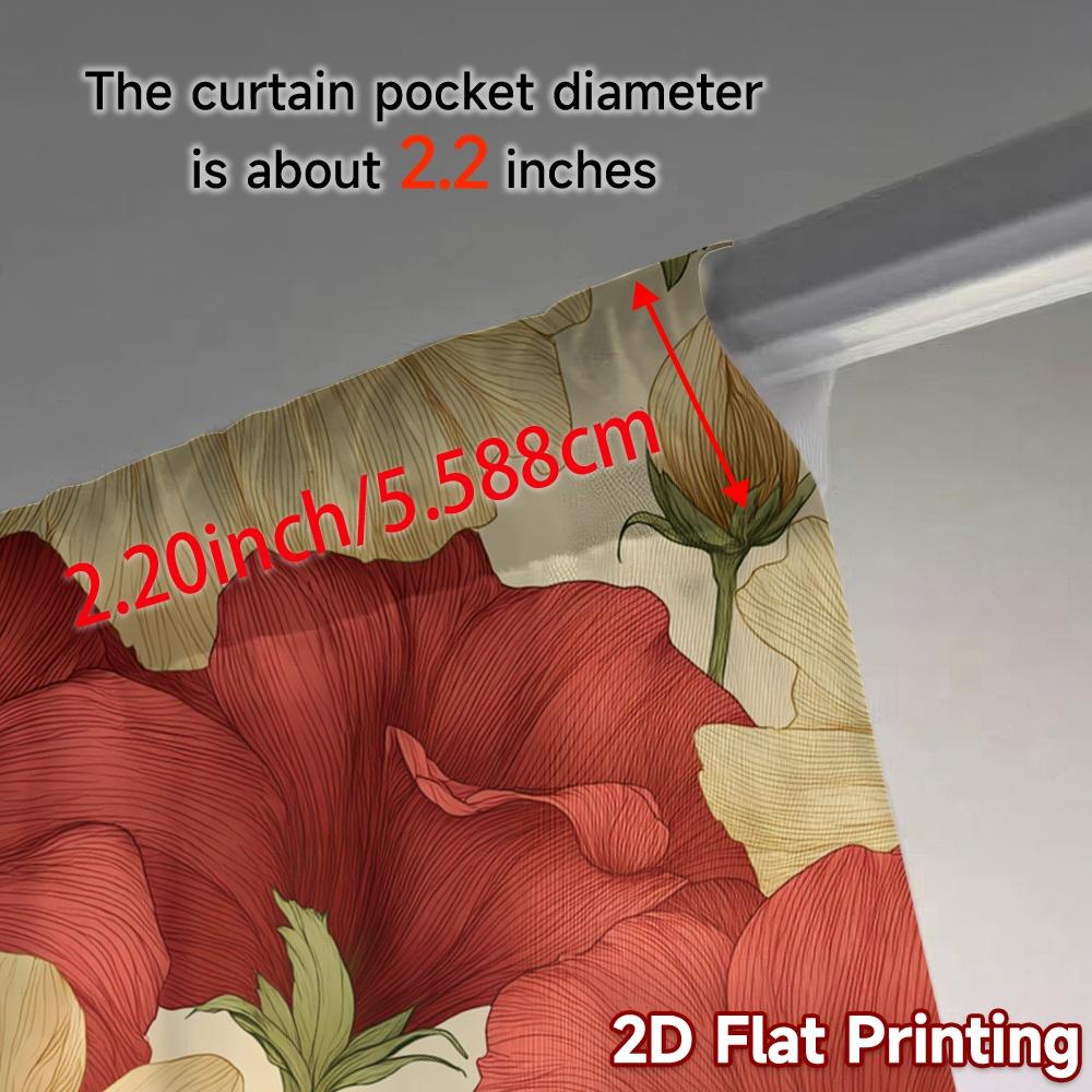 2D FLAT PRINTING 2pcs Curtains (Without Rod) Floral Hibiscus Arrangement Saint Patrick is Day Festival Chic Print Curtains Yarn