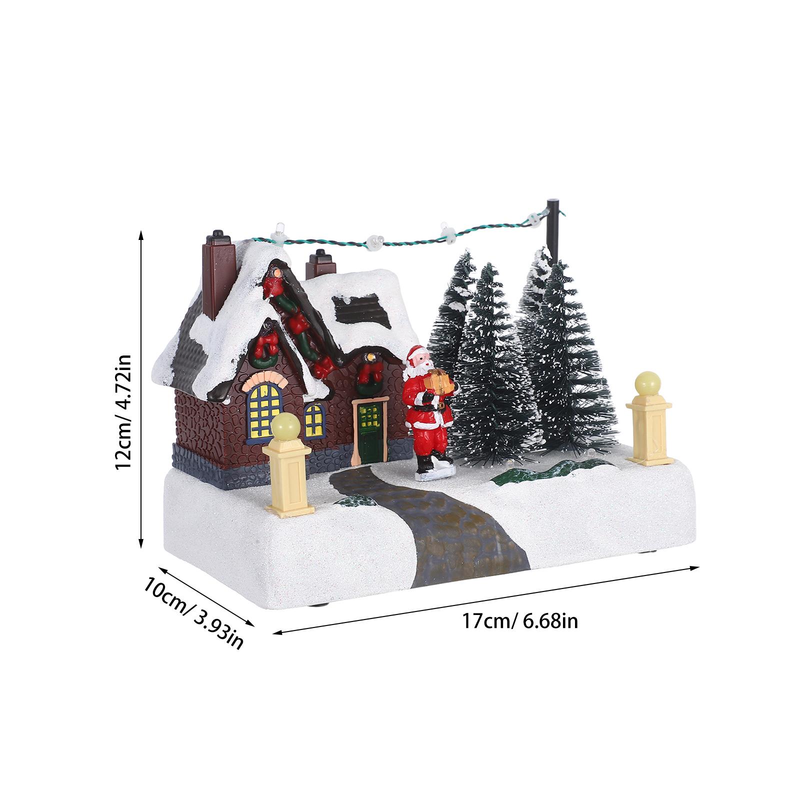 

Resin Christmas Village Lighted Music Box Glowing House Ornament Xmas Table Centerpiece Holiday Decor Resin Table Decoration