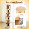 6 Tier Bookshelf Wooden Bookcase 360° Rotating Book Storage Racks Living Room Book Organizer Floor Stand Bedroom Book Holder