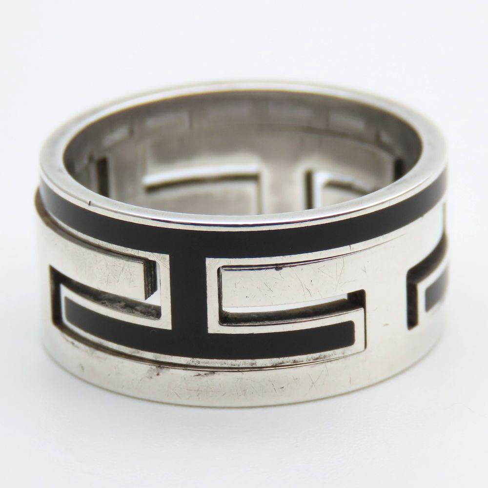 Used HERMES Ring Move ash EU#55.5 56 Silver925 7.8g Silver black Accessories