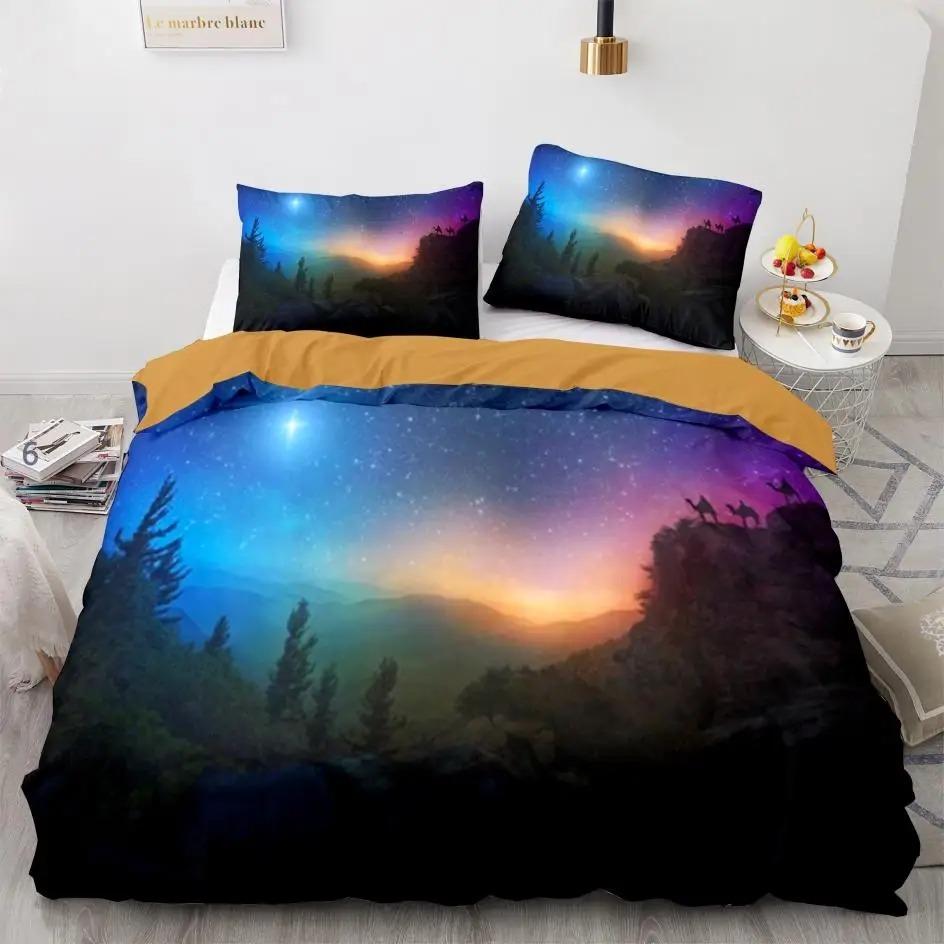 Starry Sky Duvet Cover Twin Size Universe Decor Twin Bedding Set Microfiber Outer Space Theme Milky Way Galaxy Comforter Cover