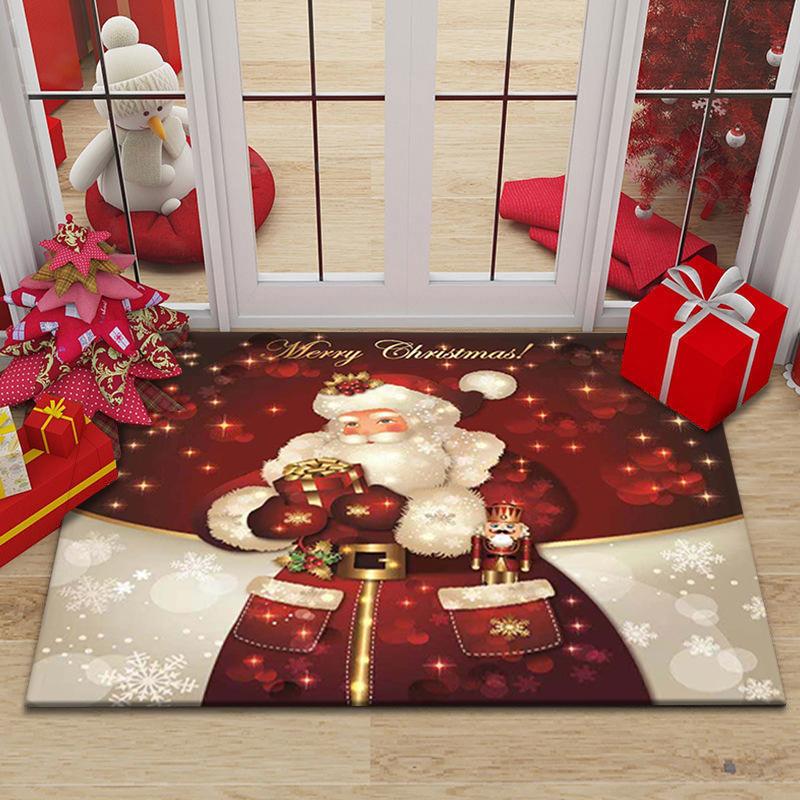 1PC 40*60cm Christmas Entry Door Foot Mat Christmas Carpet Floor Mat Bathroom Non-slip Absorbent Floor Mat Holiday Door Mat Home Decoration