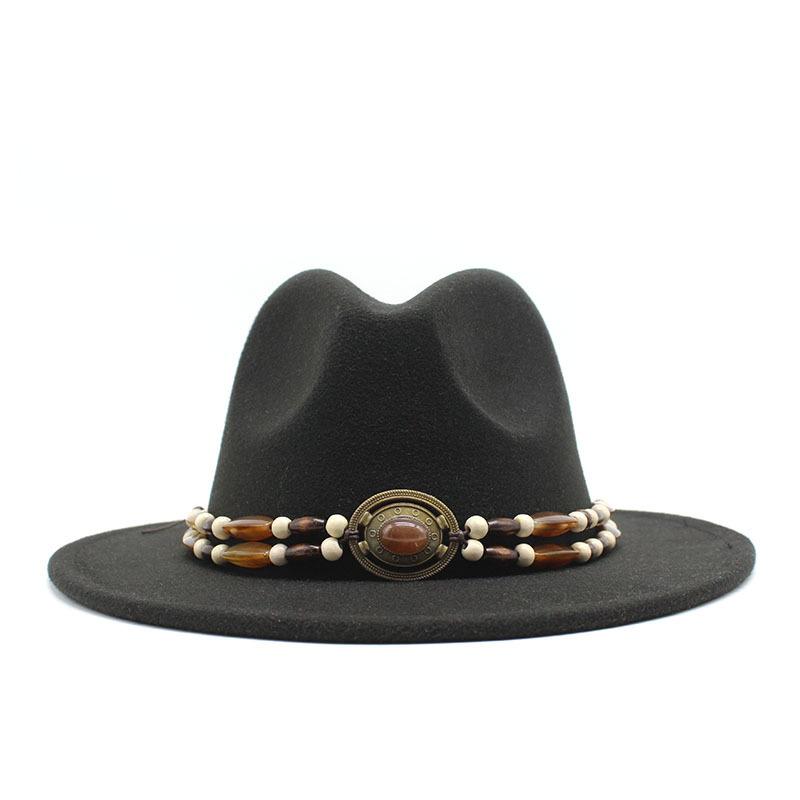 Big Eaves Wool Jazz Top Hat Women'S Casual Big Edge Felt Hat Men'S Jazz Hat 9.5Cm