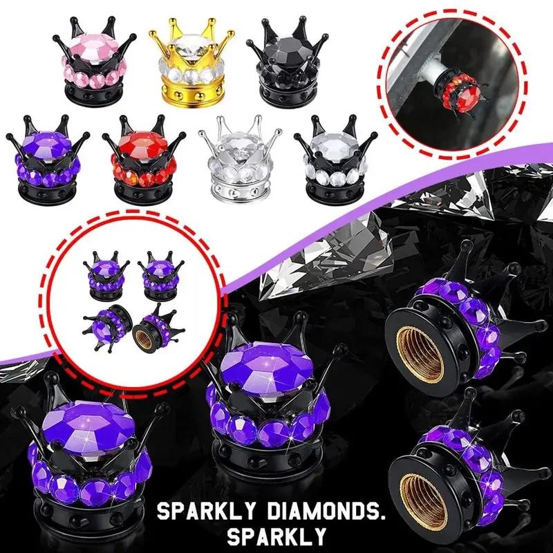 4 Stuks Duurzame Kroon Met Diamant Elektrische Scooter Ventielsteel Dop Stofdichte Afdekking Banden Accessoires Beschermhoes