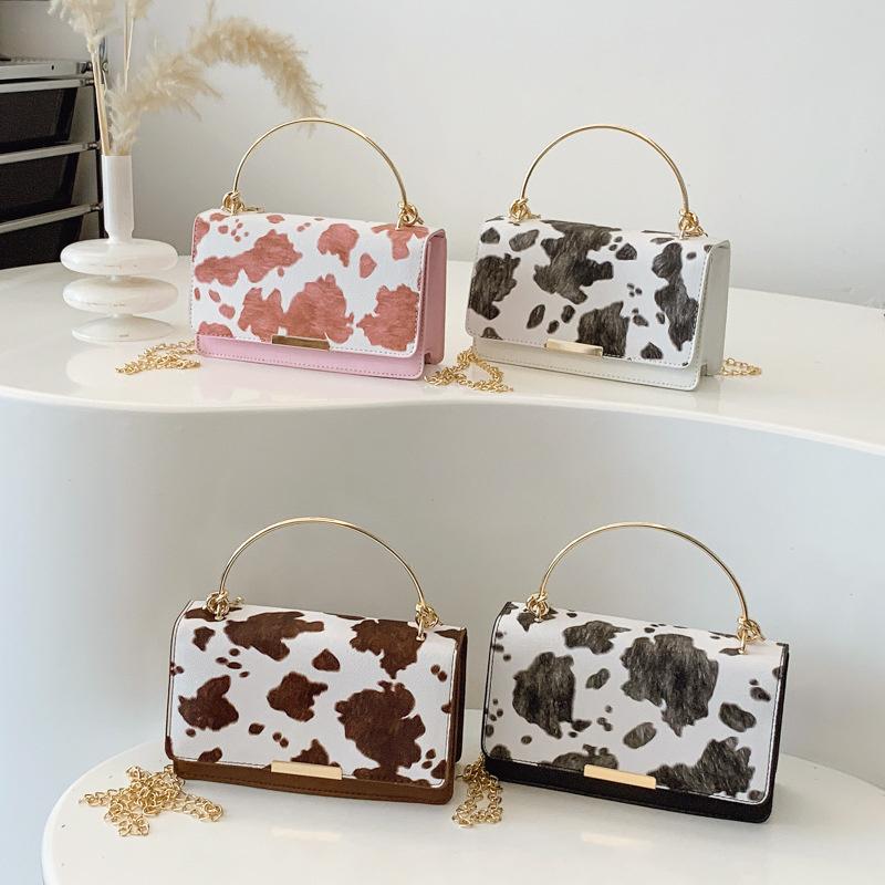 Women's Cow Print Shoulder Bag  Trend All-match Shoulder Bag Chain Handbag Female Fashion Texture Mobile Phone Bag