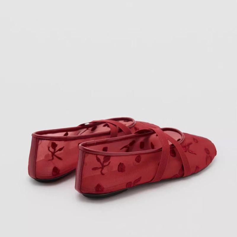 Fashion Ins style Fashion Flowers Embroidery mesh Women Ballet Flats Comfortable Soft Soles Mary Janes Ballerinas Loafers Girls Shoes