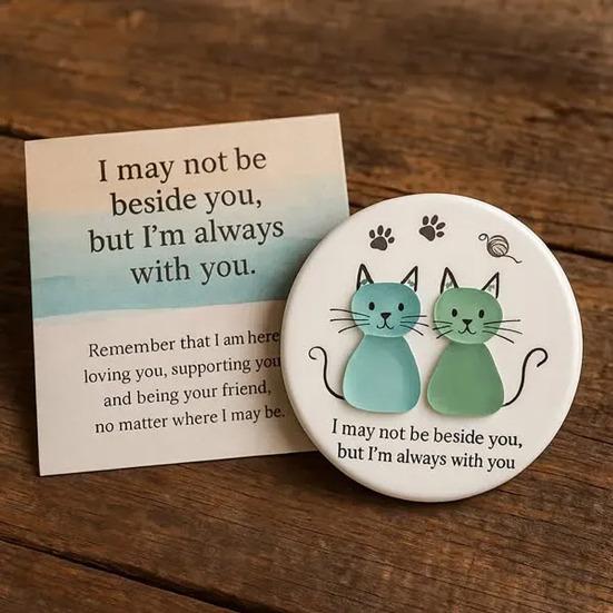 Sea Glass Art Friendship Ornament Round Sea Glass Cat/Crab Christmas Tree Decoration Friendship Keepsake for Best Friends Woman