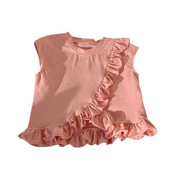 Korean-Style Ruffled Lace Batwing Sleeve Girls' Knit Top - Summer 2026 Collection