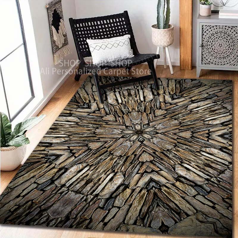 

1 шт. Ковер с принтом «Искусство каменной мозаики» для гостиной, спальни, дивана, домашнего декора, нескользящий коврик для пола, современный ковер, большой размер 40x60cm (16x24in)