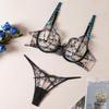 Stylish Lace Embroidered Sheer Push-Up Bra & Panty Set