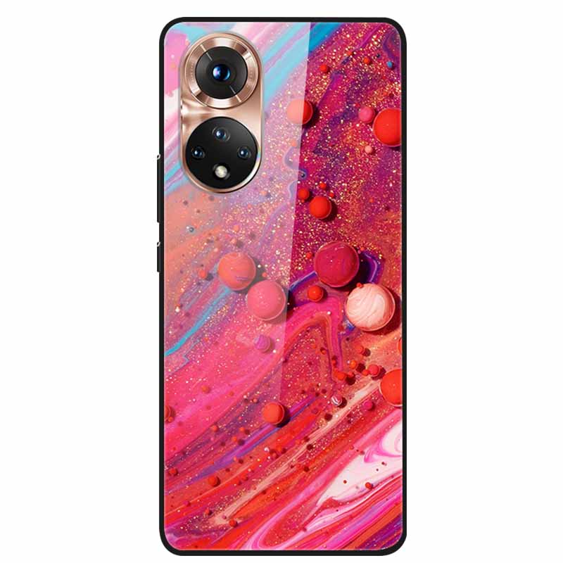 For Honor 50 Case Cartoon Tempered Glass Back Cover Hard Case For Huawei Honor 50 Pro Phone Cases NTH-AN00 NTH-NX9 Fundas Coque