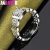 925 Sterling Silver AAA Zircon Hollow Patter Ring Jewelry