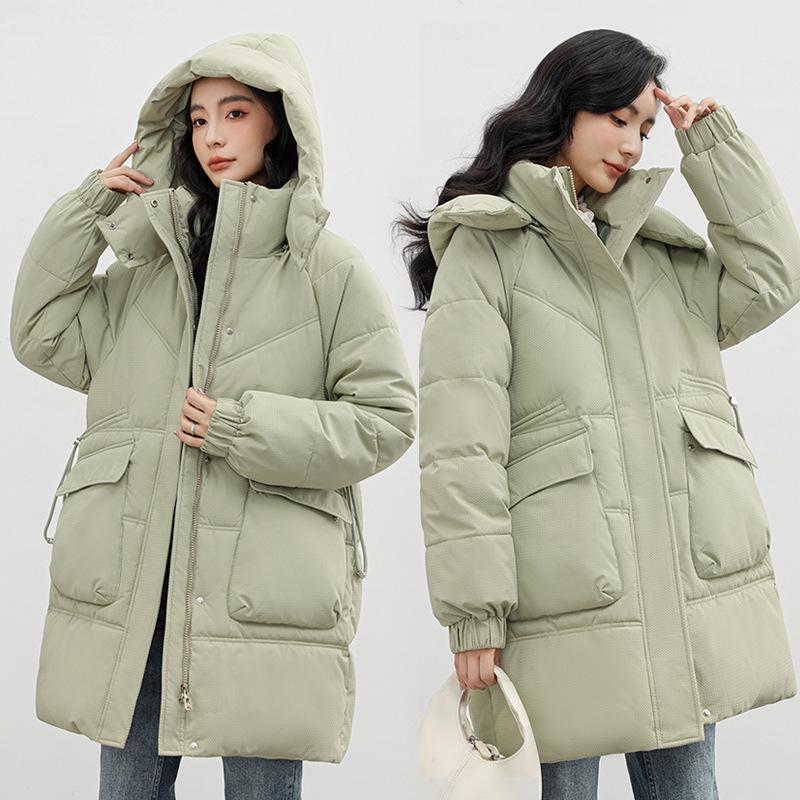 Thickened medium and long cotton-padded women's new loose large-size hooded cotton-padded jacket fashion cotton-padded jacket