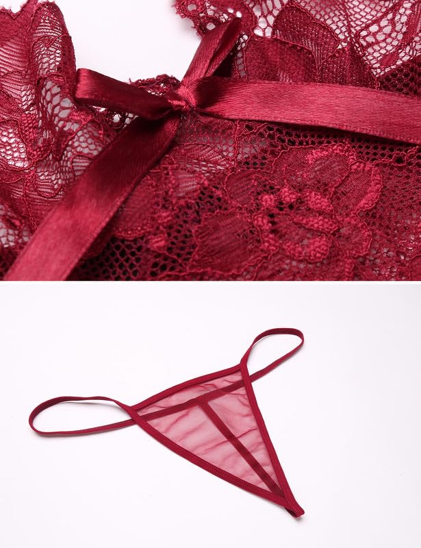 Lingerie Nightgown Smooth Fabric Sexy Lace Sleepwear Nightgown Half Slip Chemise Lingerie Nightgown Babydoll Sleepshirt [Avidlove] Women's