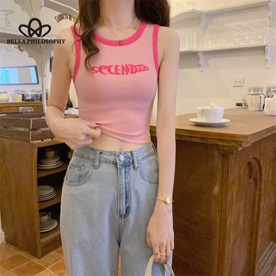 Damen Sommer Sling Kleine Weste Schlankheits Spice Girl I-förmige Basis Kurzes ärmelloses Top für Oberbekleidung