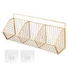 1/2/3 Grid Wall Mounted Kitchen Shelf Organizer Metal Rack Pantry Storage Garlic Ginger Basket Carbon Steel Hanging Wire Basket