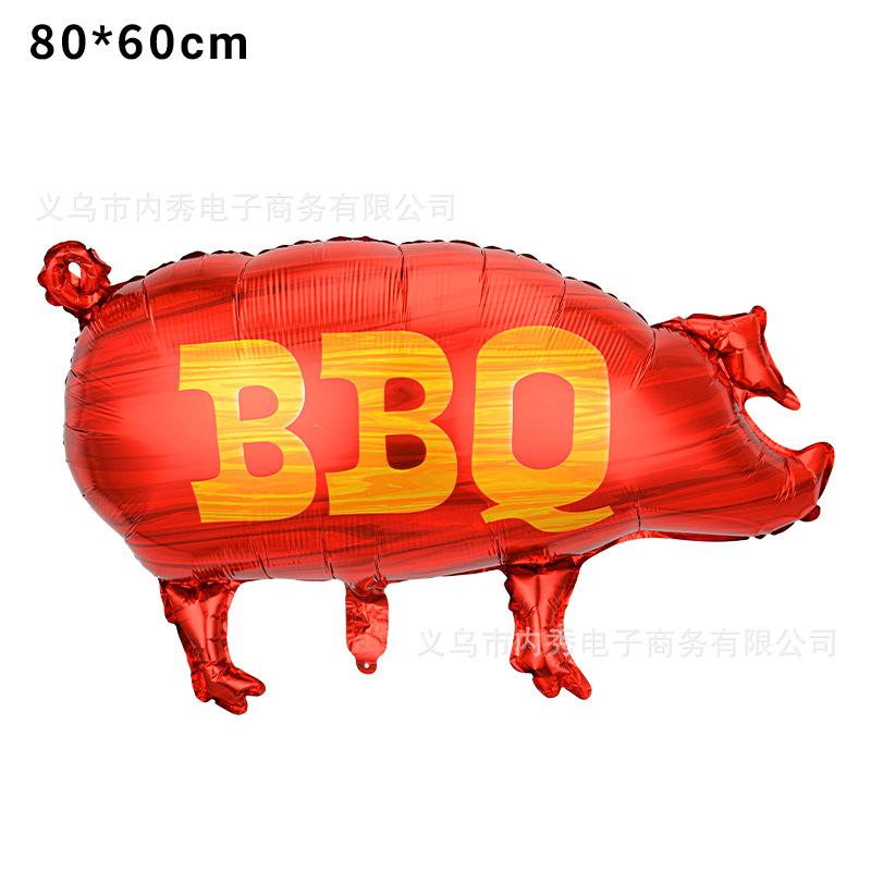 Bbq Pig Balloon Summer Outdoor Bbq Party Balloon Beer Vegetable Theme Aluminum Film Balloon Set Sauce Bottle