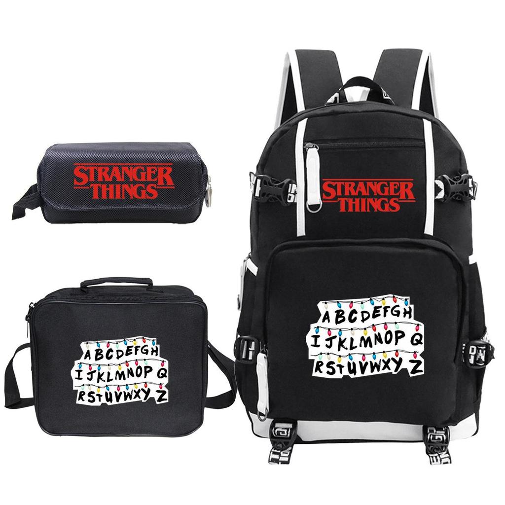 American Drama Peripheral Three-Piece Set Double Zipper Pencil Bag Student Schoolbag Lunch Box Bag