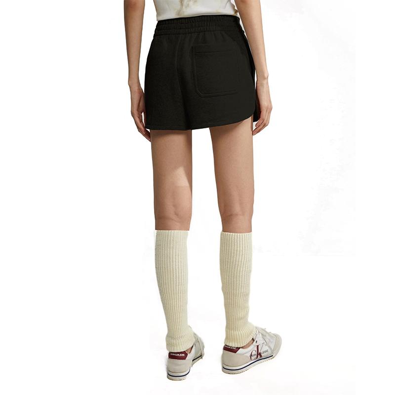 Calvin Klein Letter Embroidered Elastic Waist Straight Leg Shorts Women shorts Black 40WI253BAE