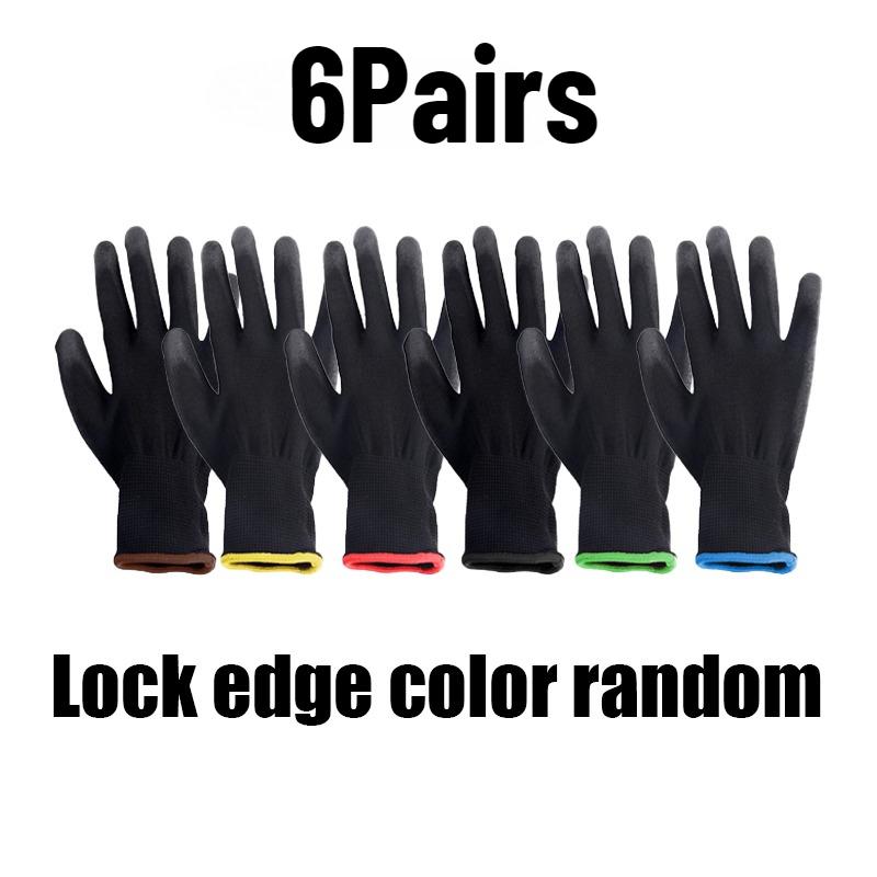 6/12Pairs Coating Nylon PU Work Gloves Camping Factory Machinery Gardening Woodworking Outdoor Work Car Repair Supplies