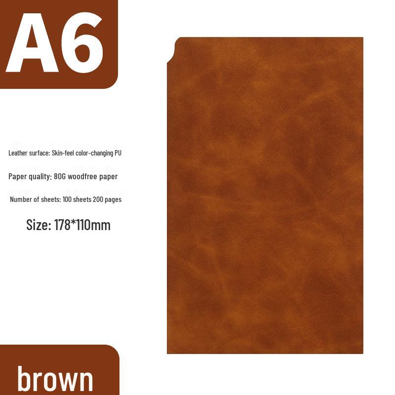 Customized A6 Soft Leather Notebook with Logo Printing, Pen Holder, and Soft Cover Business Journal