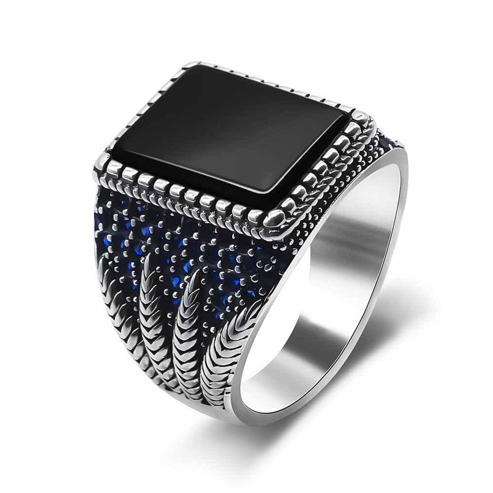 Black Ruby Men's Fashion Color Vintage Jewelry Hip Hop Ring