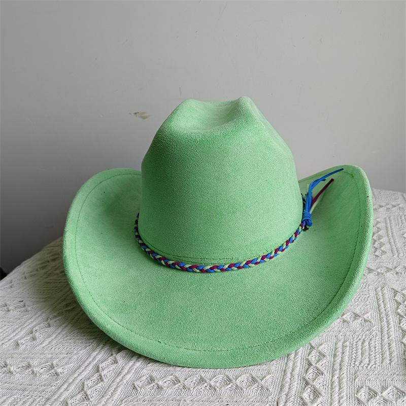 Cowboy Hat Suede Solid Color Men and Women Wide Brim Jazz Hat Outdoor Sun Hat Suitable for All Kinds of Parties Knigh