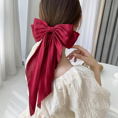 Hairpin Bright Color Large Bow Decor Hair Clip Women Lightweight Hair Accessories Daily Party Wedding Use