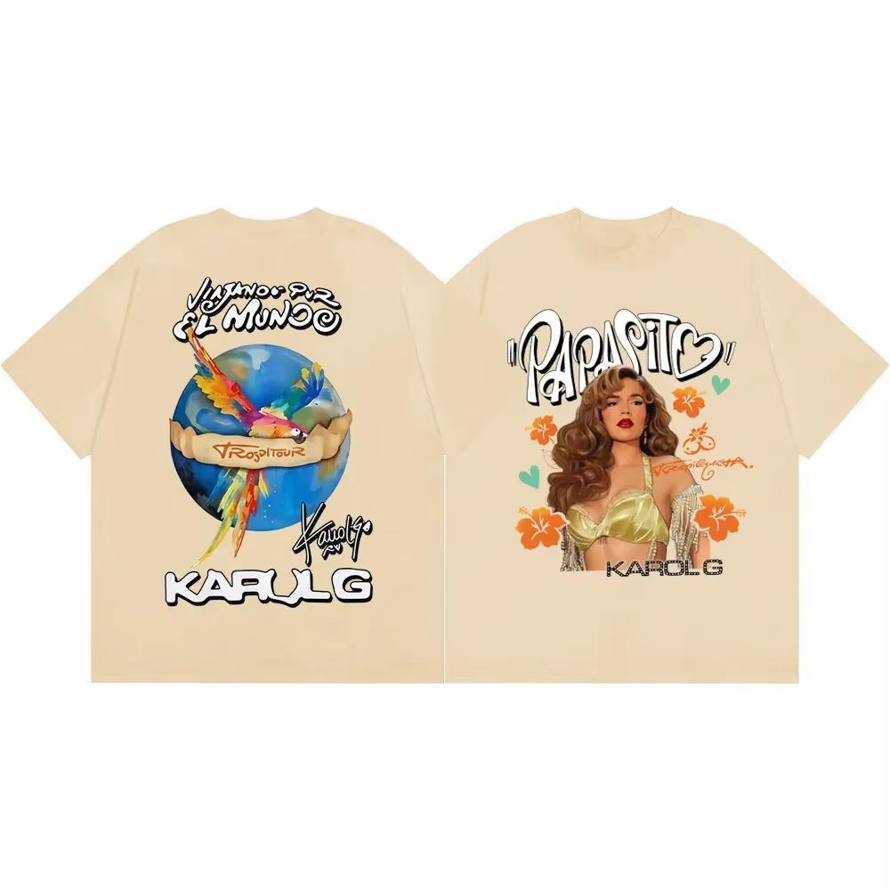 Karol G Tropicoqueta Tour 2026 Double Sided Graphic T Shirts Fashion Y2k Streetwear TShirt Unisex Unisex Casual Oversized TShirts