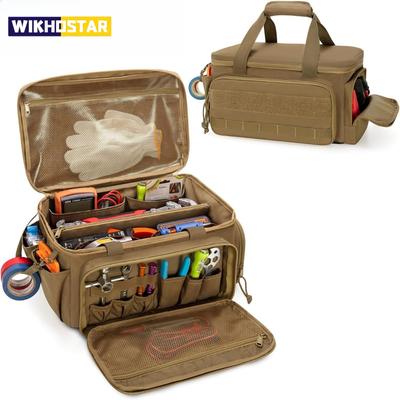14" Heavy Duty Tactical Tool Bag, Durable Portable Work Organizer Non-Slip Base, Multi Purpose Storage for Handyman Carpenter