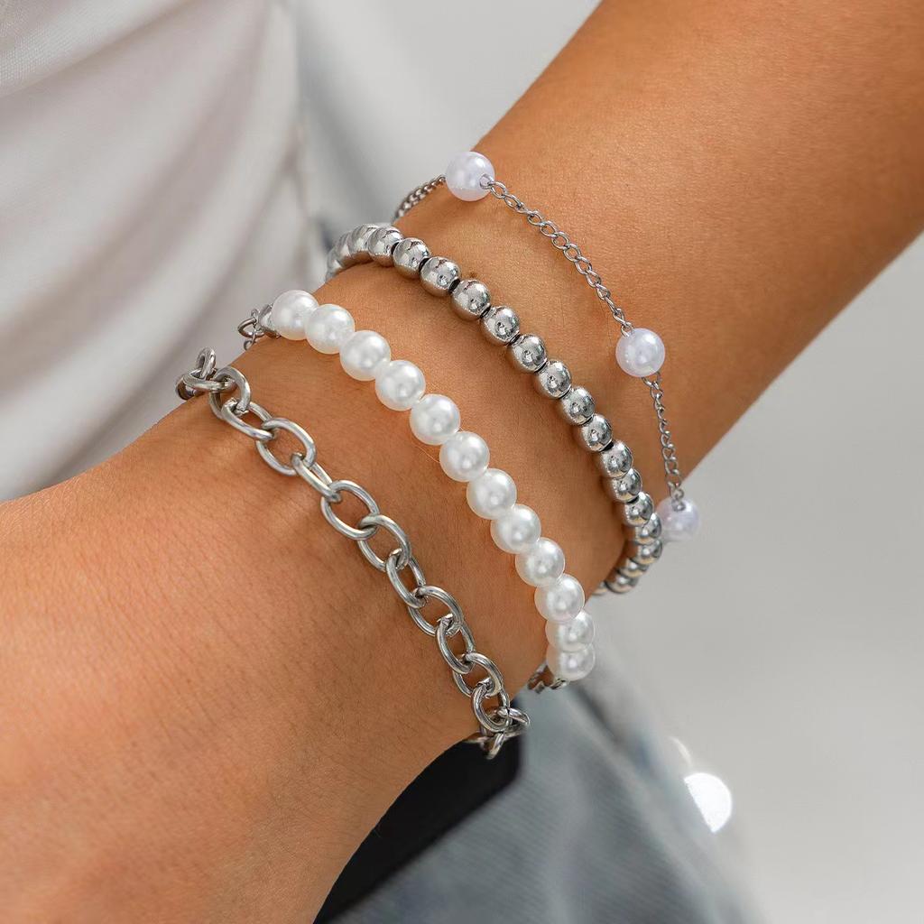 Fashion Bracelet Beaded Bracelet Set, Temperament Imitation Pearl Simple Multi-layer Bracelet