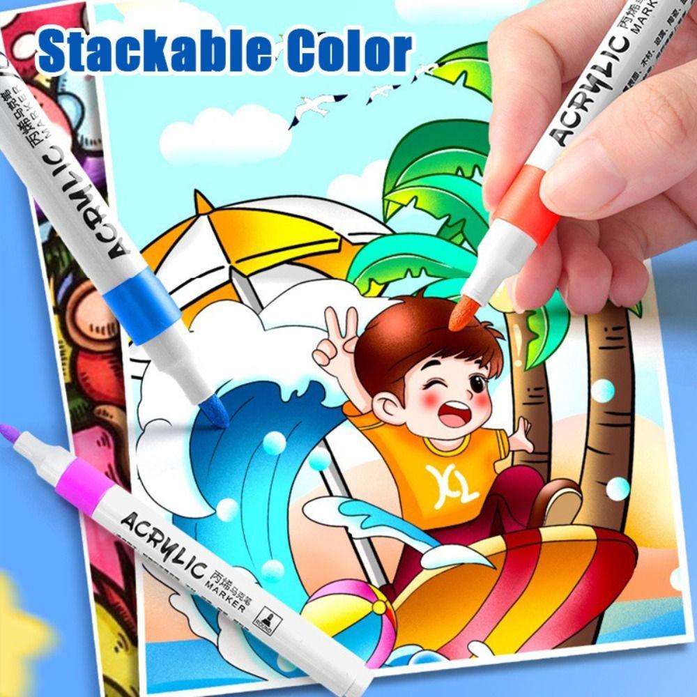 12-120 Colors Washable Acrylic Marker Pen Stackable Color DIY Color Paint Pen  Students