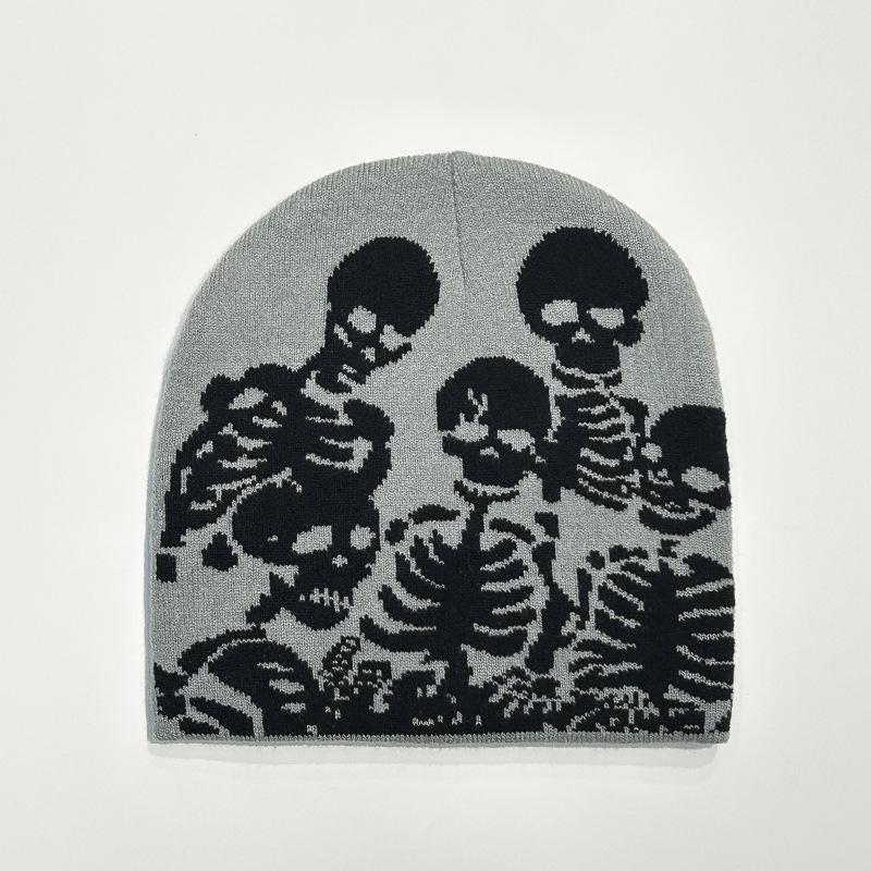 1pc Y2k Warm Beanie Cap,Street Skull Skeleton Beanie Winter Outfit,Suitable for Halloween,Christma,Outdoor Sports,Skiing Cycling