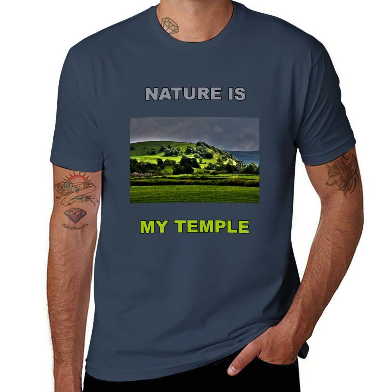 Nature Is My Temple - Dramatic Hill Landscape T-Shirt cotton tshirt 100% t shirt man plain T-Shirt S