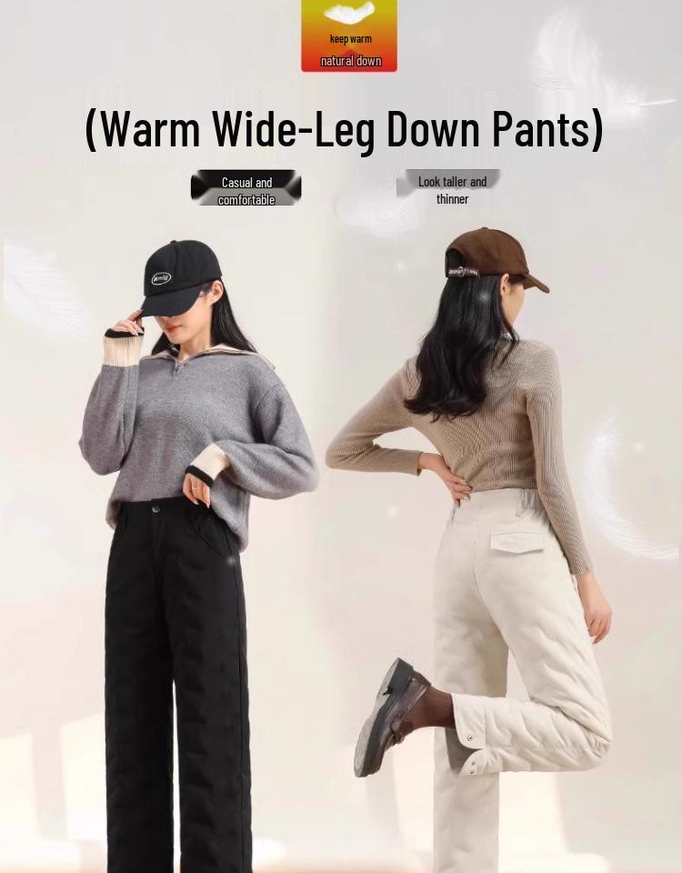 Damen 2025 Winter Gänsedaunhose: Lässige, hochwertige, kältefeste Schneehose mit geradem Bein