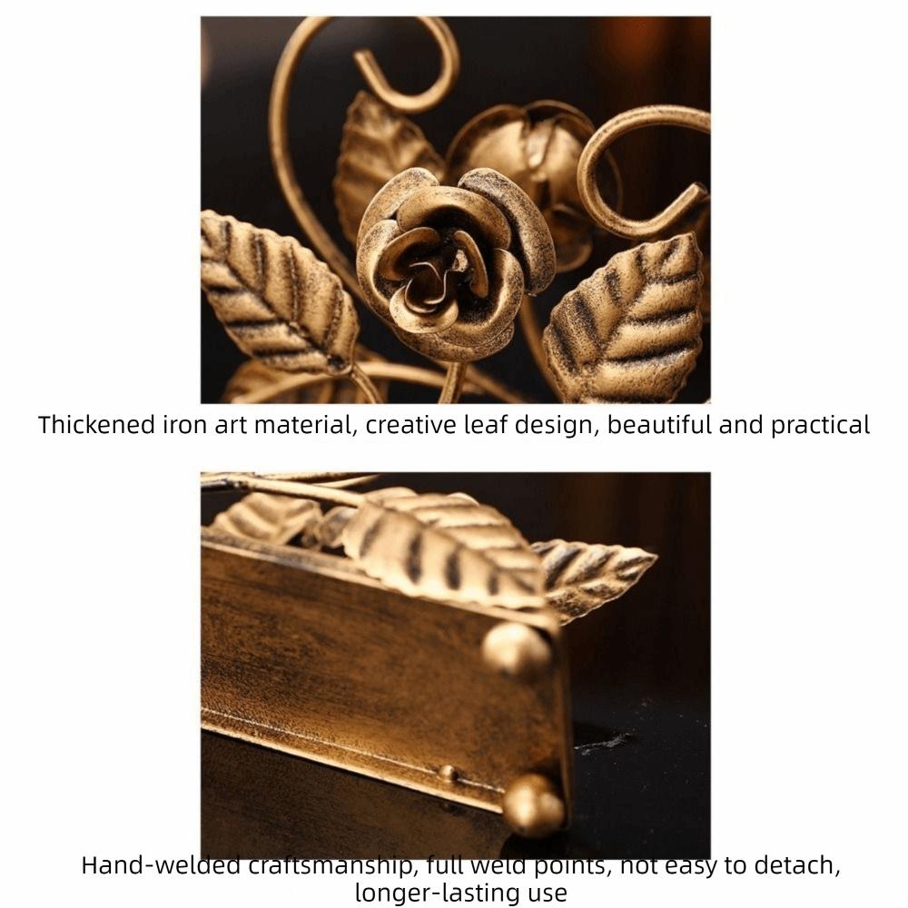 Hollowed-out Design Vertical Napkin Dispenser Rose Tissue Storage Rack Home Decor