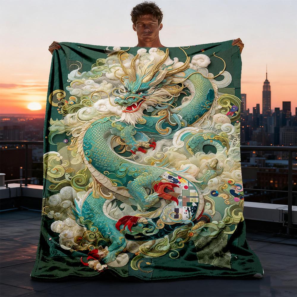 1pc Dragon ArtworkOutdoor Blanket, Soft And Comfortable Blanket, Casual Warm Outdoor Blanket, Good Birthday Gift Yy260328095
