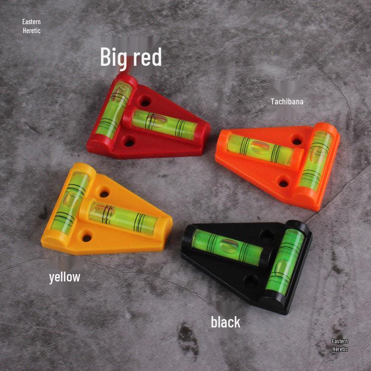 T-Shaped Red-Orange Plastic Bubble Level with Hole Installation