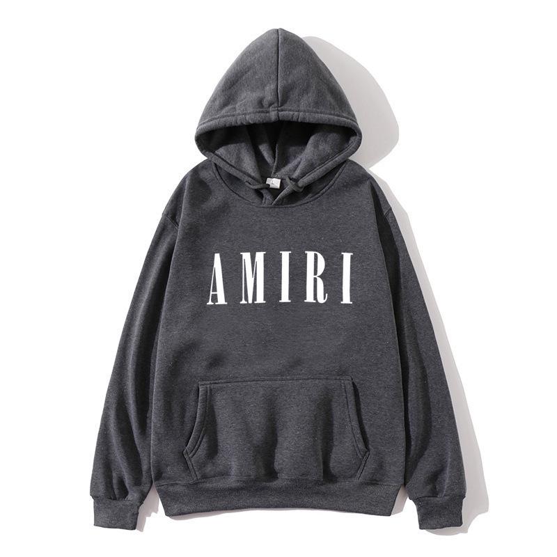 Autumn Winter Fleece Men's Amiri Hooded Loose Fit Trendy Brand Hoodie