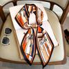 Long small silk scarf women's spring, autumn and summer black neck protection scarf with shirt streamer ribbon belt thin scarf