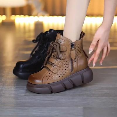 Fashion Hollow Martin Boots Women's 2025 Spring and Summer New Muffin Thick-soled Cool Boots Retro Casual Hole Shoes Roman Shoes