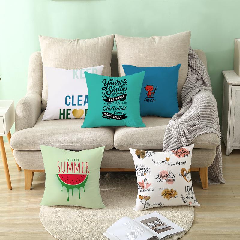 Modern Simple Pillow Letter Watercolor Print Pillow Cushion Cover Home Supplies