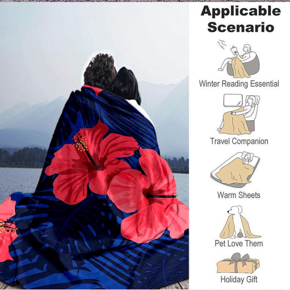 1pc Tropical Flowers Blanket Warm, Cozy, And Soft, Suitable for Sofas, Beds, Cars, And Office Use.Perfect for Camping And Travel, Making It a Great Gi