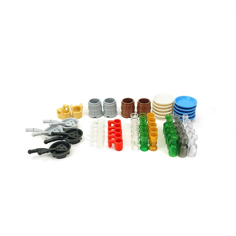 Food Brick Playset City Series Friend Accessory Parts Bread Chips Roast Chicken Pizza Hot Dog Fish Fruit Carrot Basket Classic DIY Block Bricks