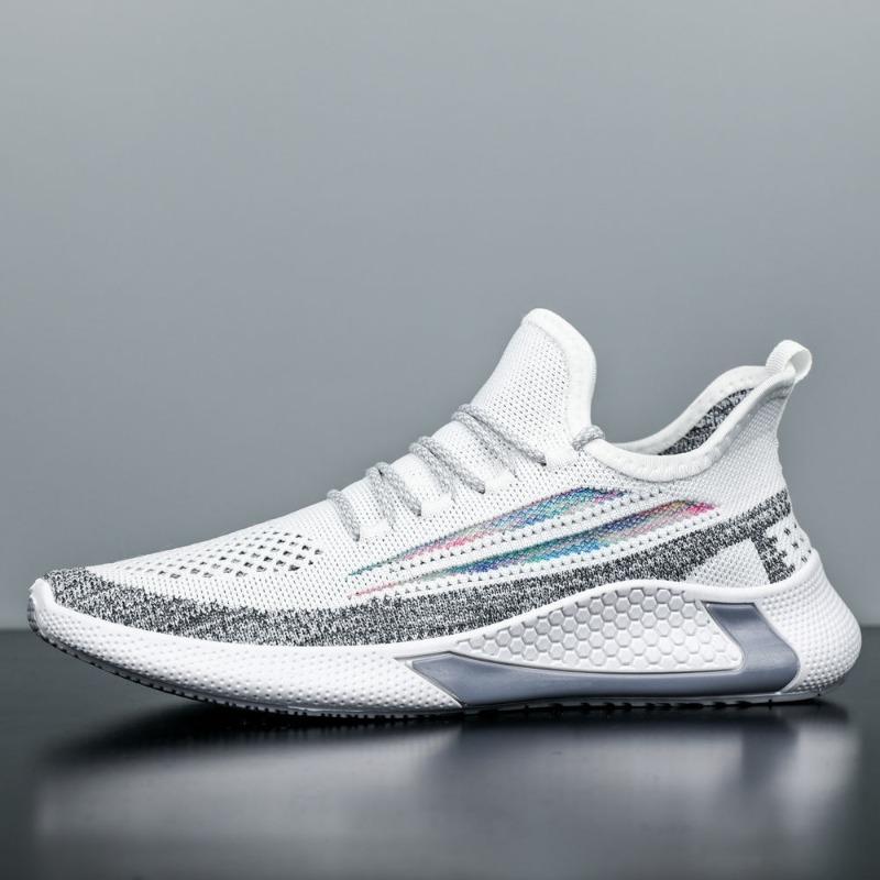 Men's Shoes Spring New Fly-woven Breathable Casual Shoes Low-top High-elastic Sports Single Shoes Running Shoes Men