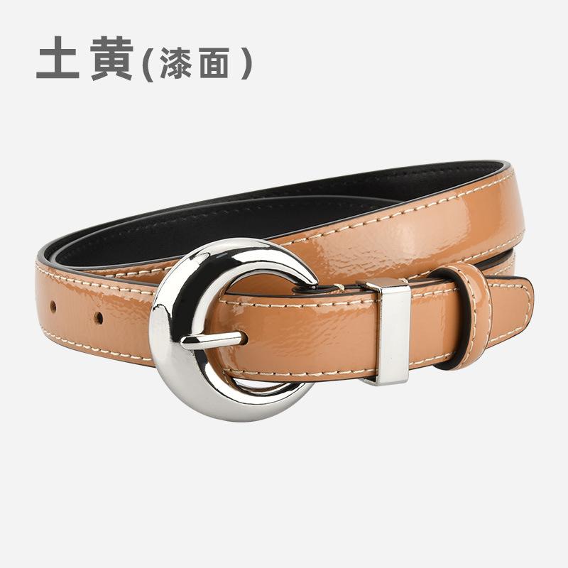 Lacquered Belt Women'S First Layer Cowhide Simple Jeans Decoration High-End Women'S Belt
