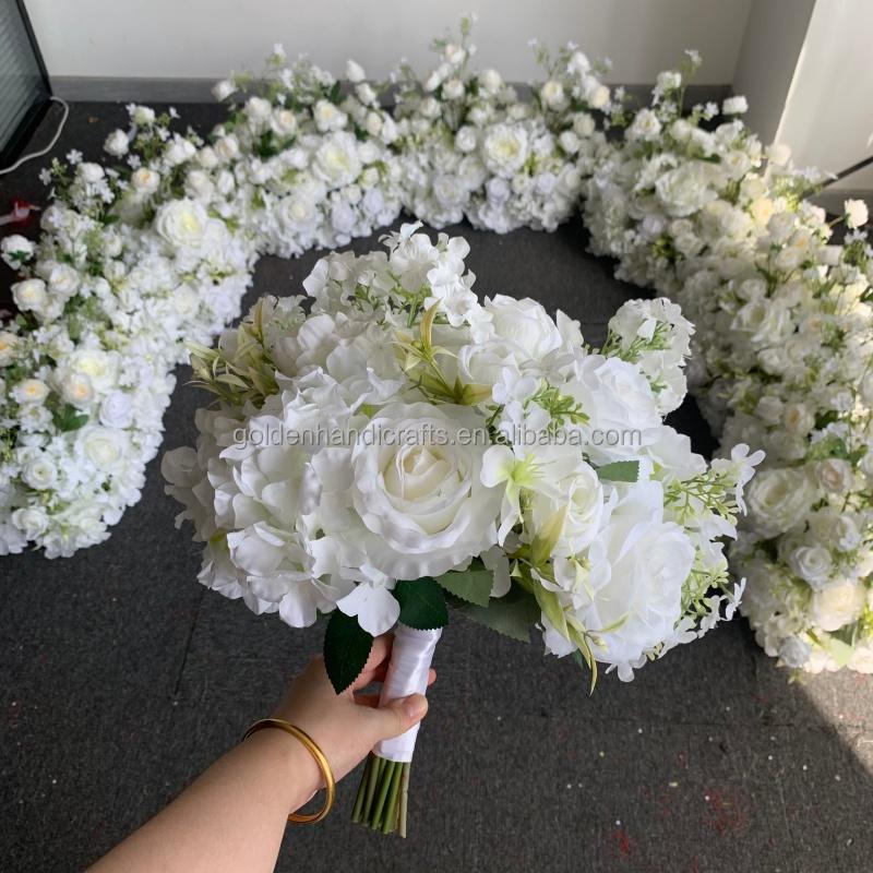 Customized Wedding Bridal Flower Bouquet Silk Artificial White Rose Bouquet Bridal Bouquet for Wedding Bride Floral Arrangement