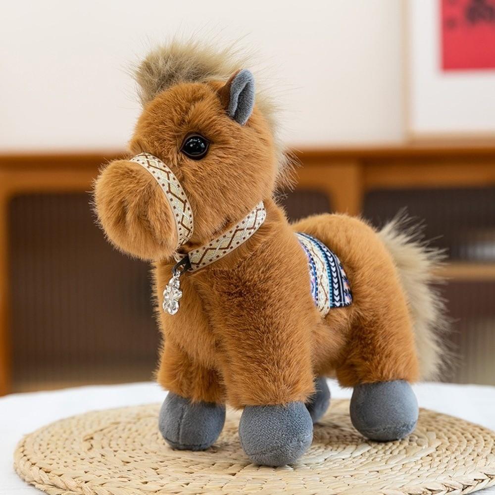 Cartoon New Year Mascot Soft Lifelike Details Plush Doll Horse Plush Toys  Birthday Gifts