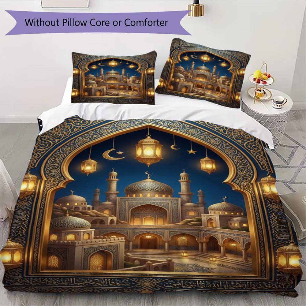 Muslim Pattern Bedding uilt Set uilt Cover Pillowcase Home Decoration Birthday Gift (1 * duvet cover + 2 * pillowcase  without core)125