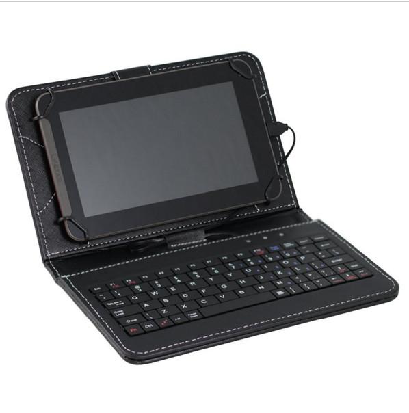 Universal 7-inch Tablet Pc Keyboard Flip Stand Case With Premium Pu Leather Protection